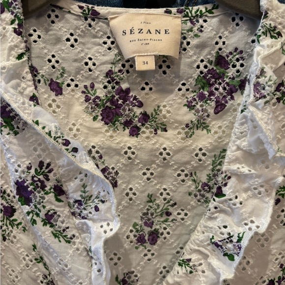 Sézane Andie Blouse in Purple Blossom, size 34 FR - Picture 4 of 5